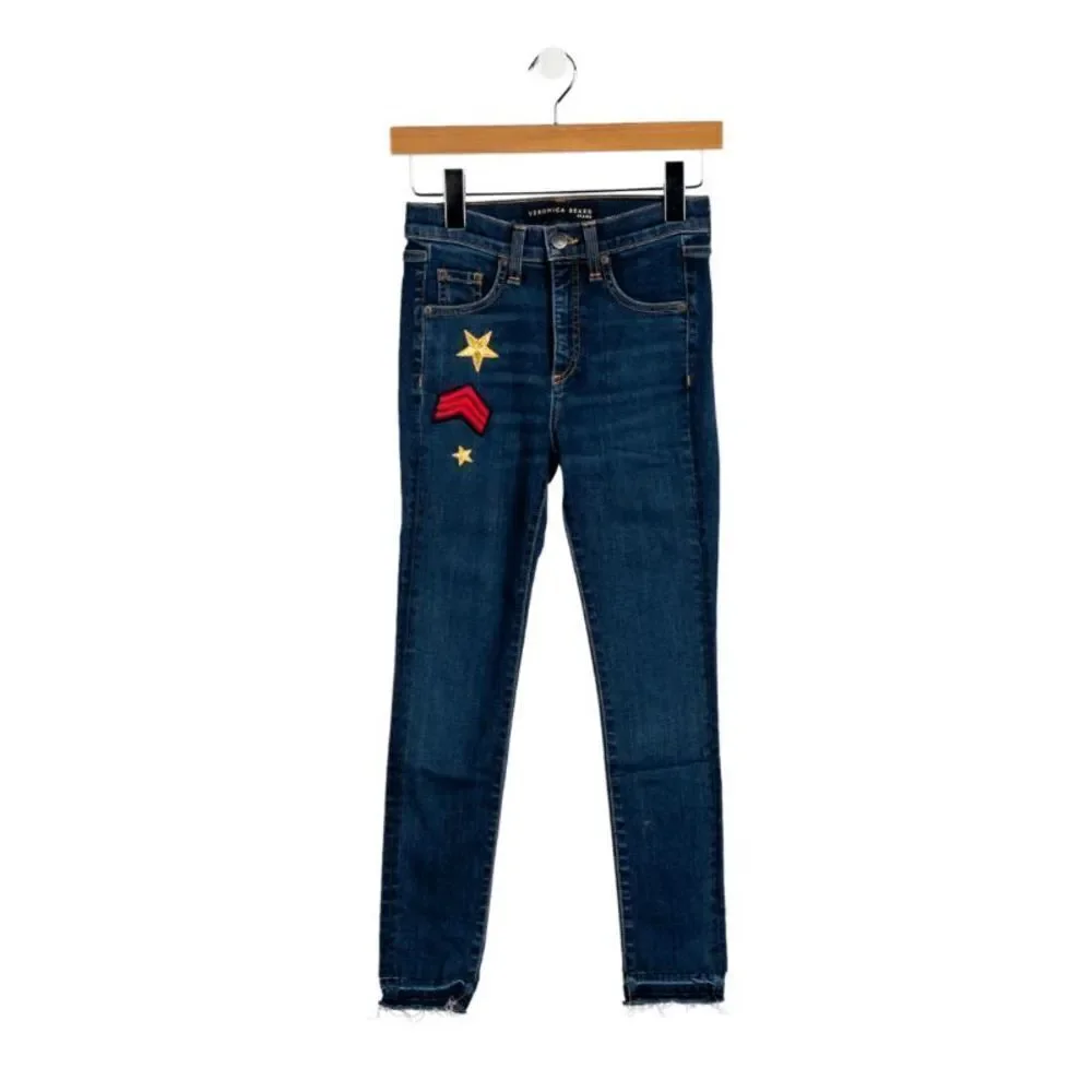 VERONICA BEARD Patchwork Mid-Rise Skinny Leg Jeans - Size 24